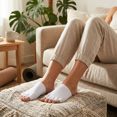 Gel-Lined Open-Toe Foot Sleeves, 3 Pairs – Soft Stretch Cushioned Socks