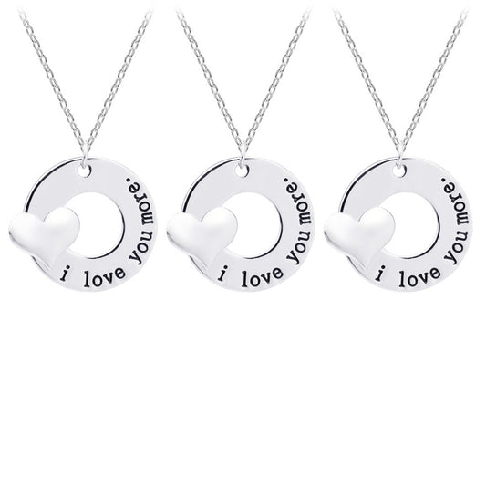 “I Love You More” Charm Necklace – Sterling Silver Tone Anniversary Necklace with Engraved Pendant (18” Chain)