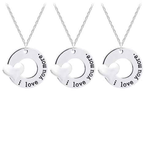 “I Love You More” Charm Necklace – Sterling Silver Tone Anniversary Necklace with Engraved Pendant (18” Chain)