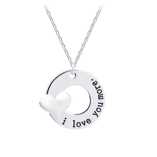 “I Love You More” Charm Necklace – Sterling Silver Tone Anniversary Necklace with Engraved Pendant (18” Chain)