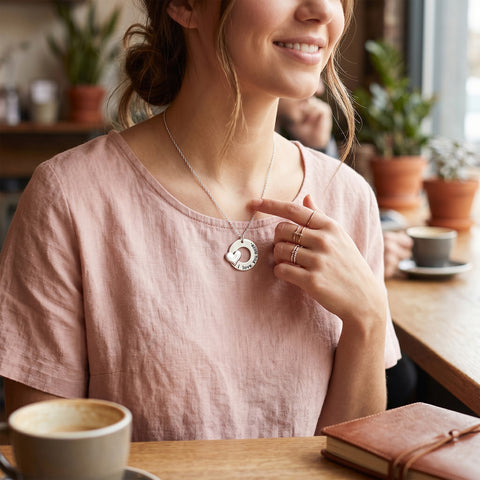 “I Love You More” Charm Necklace – Sterling Silver Tone Anniversary Necklace with Engraved Pendant (18” Chain)