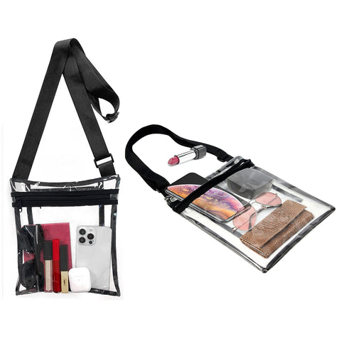 2-Pack: Stadium Approved Clear Crossbody Bag – Transparent PVC Purse with Adjustable Strap for Travel, Concerts & Events (Men & Women)