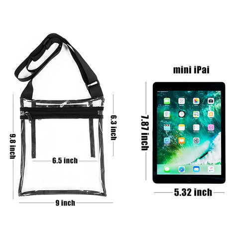 2-Pack: Stadium Approved Clear Crossbody Bag – Transparent PVC Purse with Adjustable Strap for Travel, Concerts & Events (Men & Women)