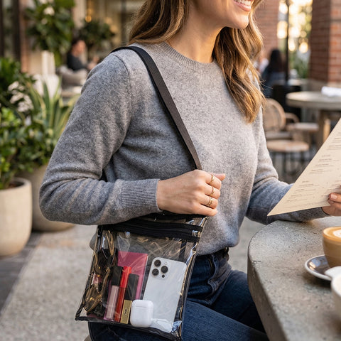 2-Pack: Stadium Approved Clear Crossbody Bag – Transparent PVC Purse with Adjustable Strap for Travel, Concerts & Events (Men & Women)