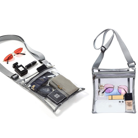 2-Pack: Stadium Approved Clear Crossbody Bag – Transparent PVC Purse with Adjustable Strap for Travel, Concerts & Events (Men & Women)