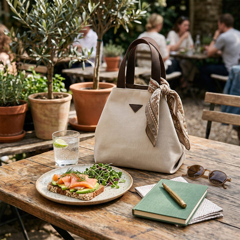Women's Retro-Style Canvas Handbag Lightweight Everyday Tote with Multiple Interior Pockets and Magnetic Snap Closure