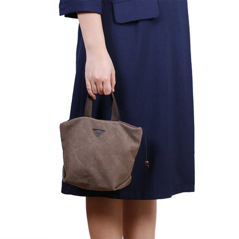 Women's Retro-Style Canvas Handbag Lightweight Everyday Tote with Multiple Interior Pockets and Magnetic Snap Closure