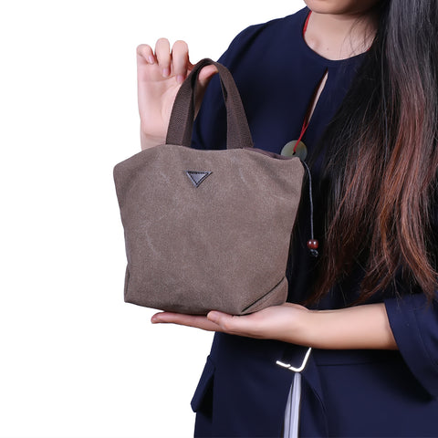 Women's Retro-Style Canvas Handbag Lightweight Everyday Tote with Multiple Interior Pockets and Magnetic Snap Closure