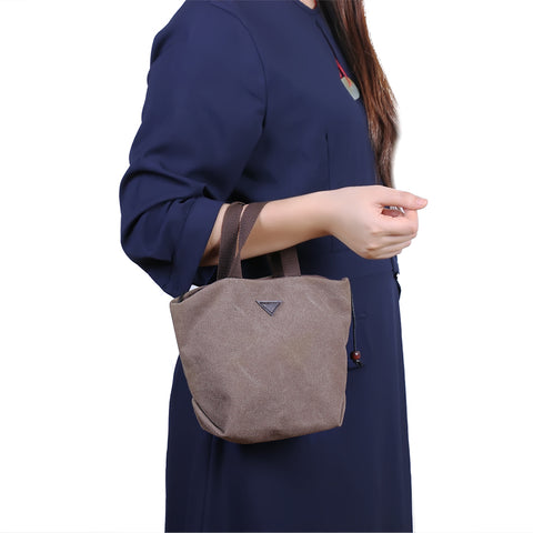 Women's Retro-Style Canvas Handbag Lightweight Everyday Tote with Multiple Interior Pockets and Magnetic Snap Closure
