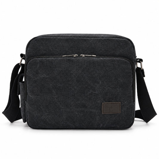 Canvas Messenger Bag with Adjustable Shoulder Strap Multi-Pocket Crossbody Shoulder Bag for Work, School & Travel