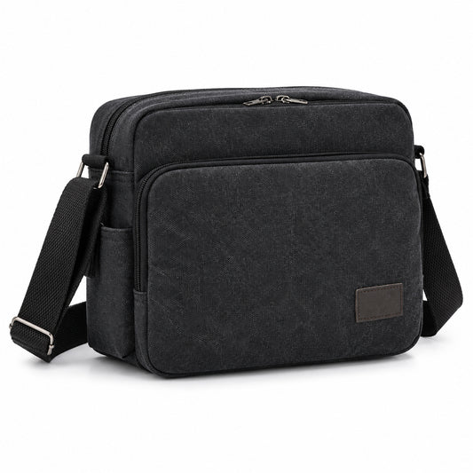 Canvas Messenger Bag with Adjustable Shoulder Strap Multi-Pocket Crossbody Shoulder Bag for Work, School & Travel