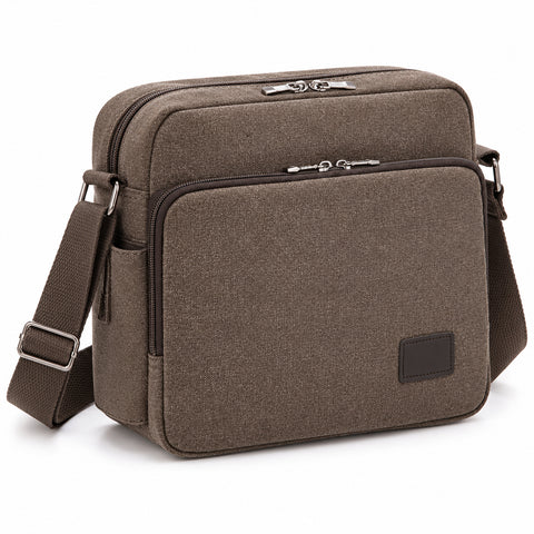 Canvas Messenger Bag with Adjustable Shoulder Strap Multi-Pocket Crossbody Shoulder Bag for Work, School & Travel