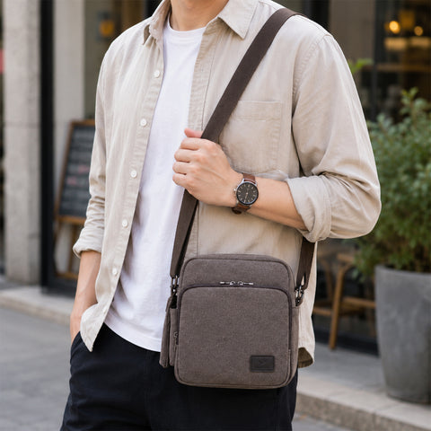 Canvas Messenger Bag with Adjustable Shoulder Strap Multi-Pocket Crossbody Shoulder Bag for Work, School & Travel