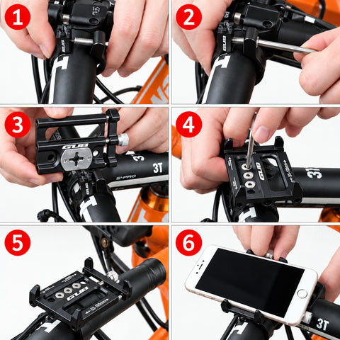 Metal Bike Phone Mount – Handlebar Smartphone Holder, Black or Red