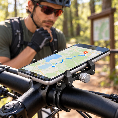 Metal Bike Phone Mount – Handlebar Smartphone Holder, Black or Red