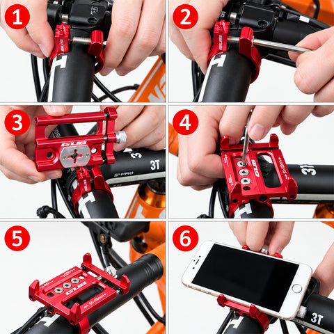 Metal Bike Phone Mount – Handlebar Smartphone Holder, Black or Red