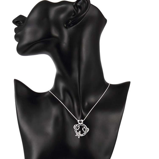 Sterling Silver “Love You to the Moon” Necklace – Heart, Star & Moon Pendant with 18.5” Snake Chain
