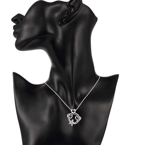 Sterling Silver “Love You to the Moon” Necklace – Heart, Star & Moon Pendant with 18.5” Snake Chain