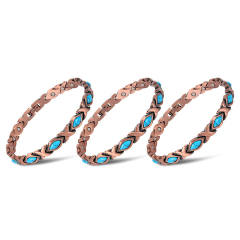 Copper Magnetic Bracelet for Men & Women – Adjustable Energy-Inspired Bangle with Turquoise or Crystal Accents