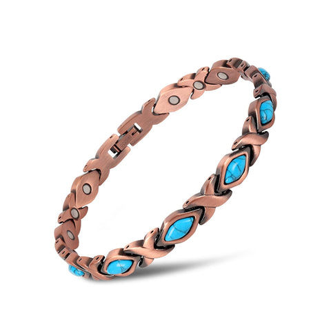 Copper Magnetic Bracelet for Men & Women – Adjustable Energy-Inspired Bangle with Turquoise or Crystal Accents