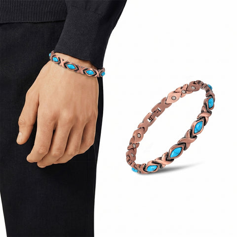 Copper Magnetic Bracelet for Men & Women – Adjustable Energy-Inspired Bangle with Turquoise or Crystal Accents