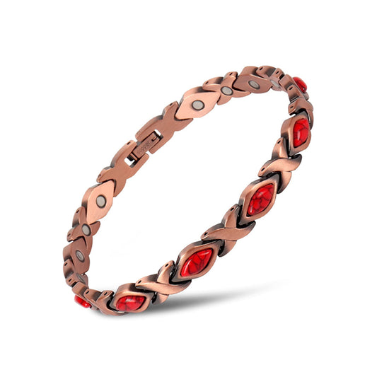 Copper Magnetic Bracelet for Men & Women – Adjustable Energy-Inspired Bangle with Turquoise or Crystal Accents
