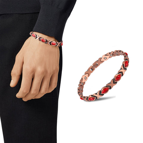 Copper Magnetic Bracelet for Men & Women – Adjustable Energy-Inspired Bangle with Turquoise or Crystal Accents