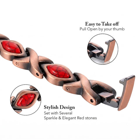Copper Magnetic Bracelet for Men & Women – Adjustable Energy-Inspired Bangle with Turquoise or Crystal Accents