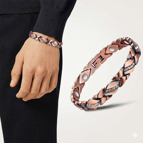 Copper Magnetic Bracelet for Men & Women – Adjustable Energy-Inspired Bangle with Turquoise or Crystal Accents