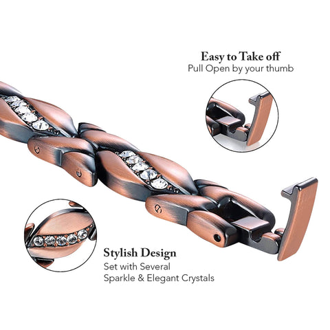 Copper Magnetic Bracelet for Men & Women – Adjustable Energy-Inspired Bangle with Turquoise or Crystal Accents