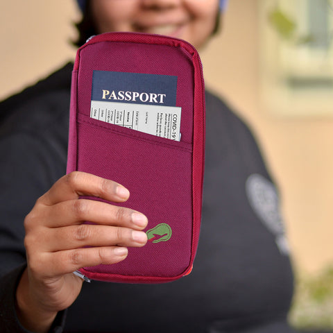 Lightweight Travel Wallet Passport Holder Water-Resistant Document Organizer with 14 Interior Compartments