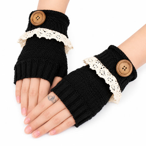 Fingerless Knit Mittens – Warm Button-Detail Hand Warmers