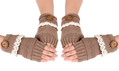 Trendy Warm Fingerless Mitten Glove Set