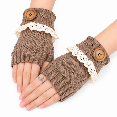 Fingerless Knit Mittens – Warm Button-Detail Hand Warmers