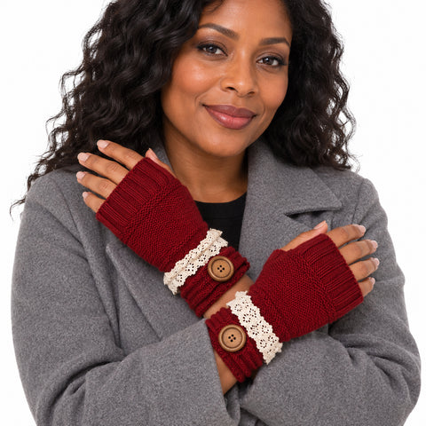 Fingerless Knit Mittens – Warm Button-Detail Hand Warmers