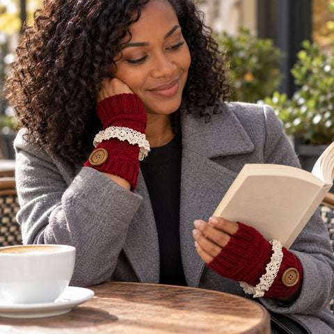 Fingerless Knit Mittens – Warm Button-Detail Hand Warmers