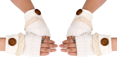 Trendy Warm Fingerless Mitten Glove Set