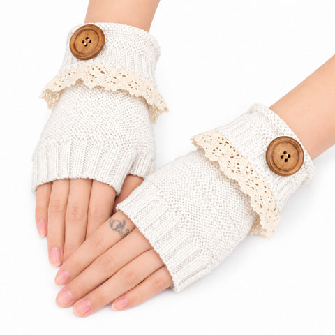 Fingerless Knit Mittens – Warm Button-Detail Hand Warmers