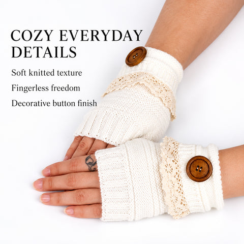 Fingerless Knit Mittens – Warm Button-Detail Hand Warmers
