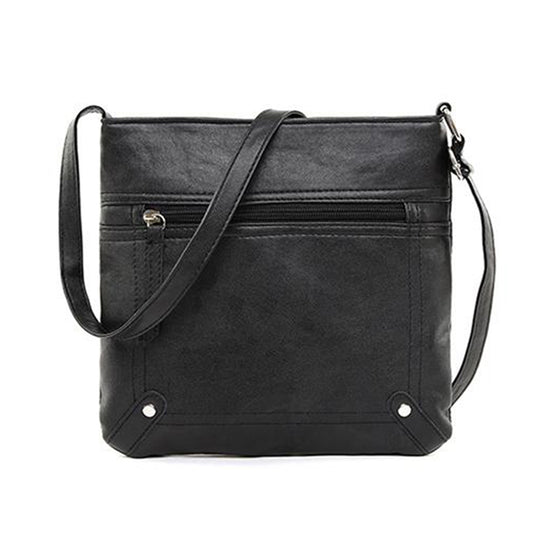 Unisex Crossbody Messenger Bag PU Leather Multi-Pocket Everyday Travel Shoulder Bag