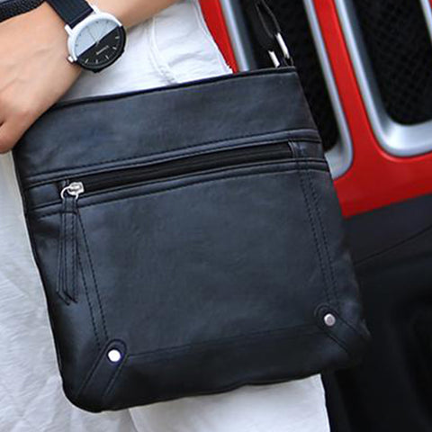 Unisex Crossbody Messenger Bag PU Leather Multi-Pocket Everyday Travel Shoulder Bag
