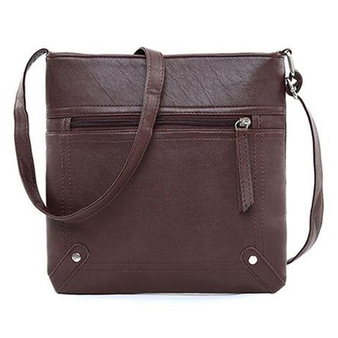 Unisex Crossbody Messenger Bag PU Leather Multi-Pocket Everyday Travel Shoulder Bag
