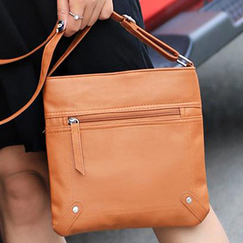 Unisex Crossbody Messenger Bag PU Leather Multi-Pocket Everyday Travel Shoulder Bag