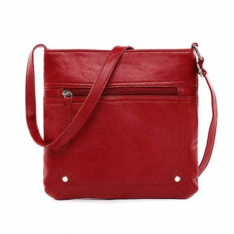 Unisex Crossbody Messenger Bag PU Leather Multi-Pocket Everyday Travel Shoulder Bag