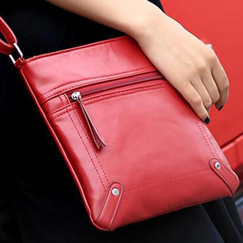 Unisex Crossbody Messenger Bag PU Leather Multi-Pocket Everyday Travel Shoulder Bag