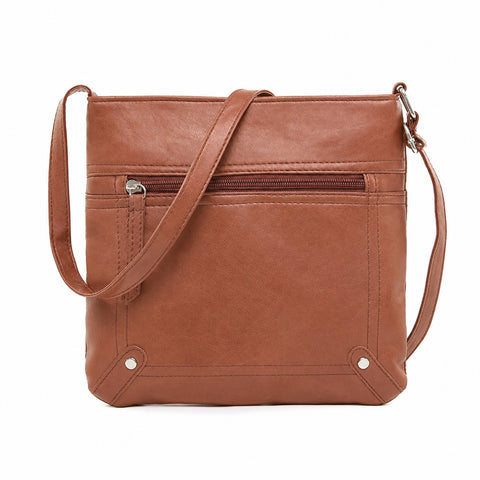 Unisex Crossbody Messenger Bag PU Leather Multi-Pocket Everyday Travel Shoulder Bag