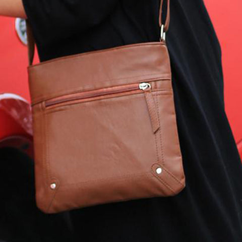 Unisex Crossbody Messenger Bag PU Leather Multi-Pocket Everyday Travel Shoulder Bag