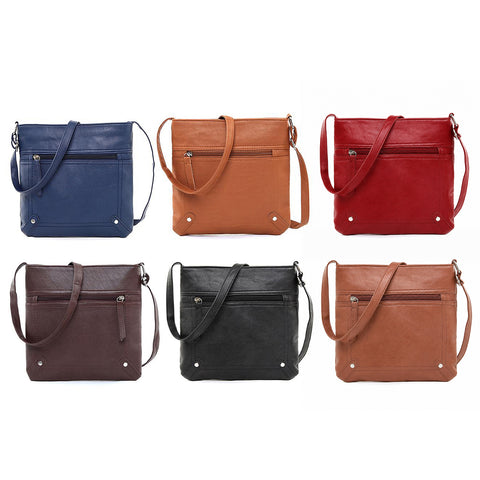 Unisex Crossbody Messenger Bag PU Leather Multi-Pocket Everyday Travel Shoulder Bag