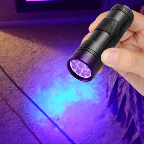 Portable UV Black Light Pet Urine Detector Flashlight – 12 LED 395nm UV Light for Detecting Pet Stains on Carpet, Furniture & Floors (1 or 2-Pack)