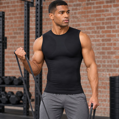 Men's Sleeveless Quick-Dry Compression Shirt – Stretch Base Layer, One Size